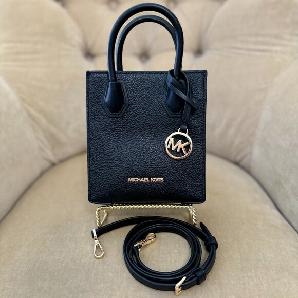 NEW Auth MICHAEL KORS Iconic Mercer Pebbled Leather MINI Crossbody Tote Bag - Picture 1 of 6